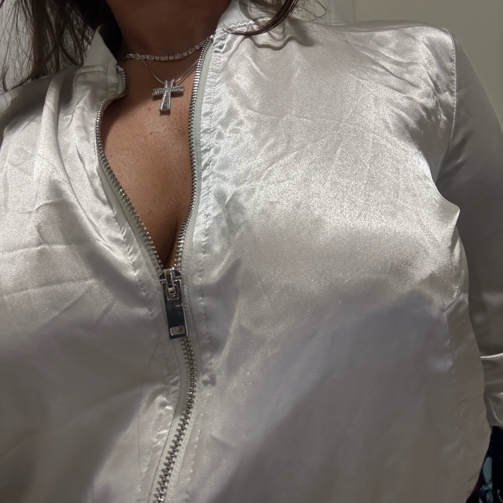 Forever 21 Silver Satin Jacket